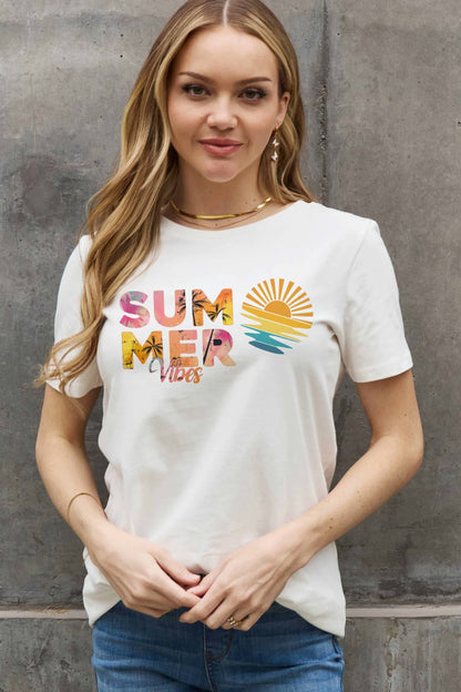 Simply Love Full Size SUMMER VIBES Graphic Cotton Tee-Jewearrings