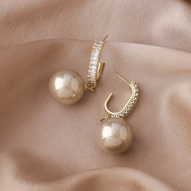 Vintage Metal Earrings Pearl Earrings Hong Kong Style Earrings-Jewearrings