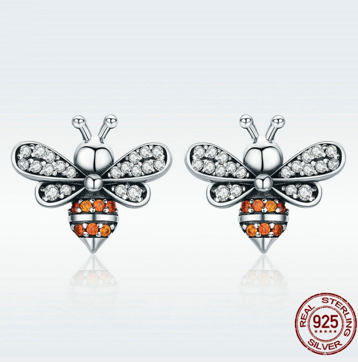 European and American popular s925 sterling silver bee earrings-Jewearrings