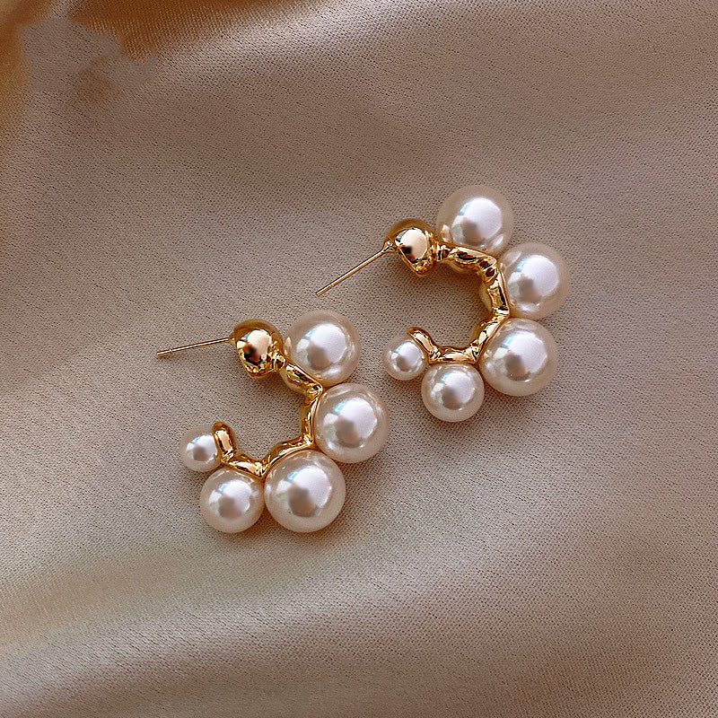 Korean Port Style Retro Hepburn Temperament Simple Pearl Earrings-Jewearrings