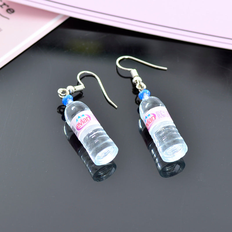 Vivid Little Mineral Water Bottle Pendant Silver Color Dangle Earrings Drop Earrings for Women-Jewearrings