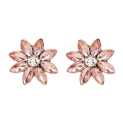 Crystal Flower Stud Earring Fashion Women Statement Stud Earrings for Women Brincos femme Factory wholesale-Jewearrings