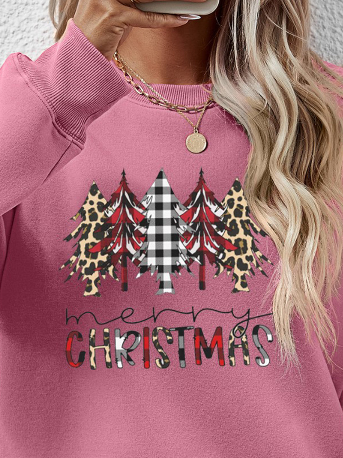 MERRY CHRISTMAS Round Neck Long Sleeve Sweatshirt-Jewearrings