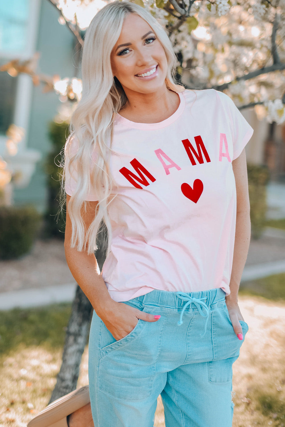 MAMA Heart Graphic Tee-Jewearrings