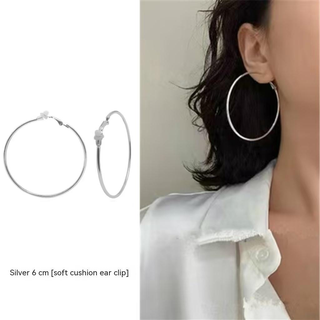 Simple Ear Clip Sterling Silver Earrings For Women-Jewearrings