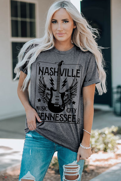 NASHVILLE TENNESSEE Cuffed Round-Neck Tee-Jewearrings