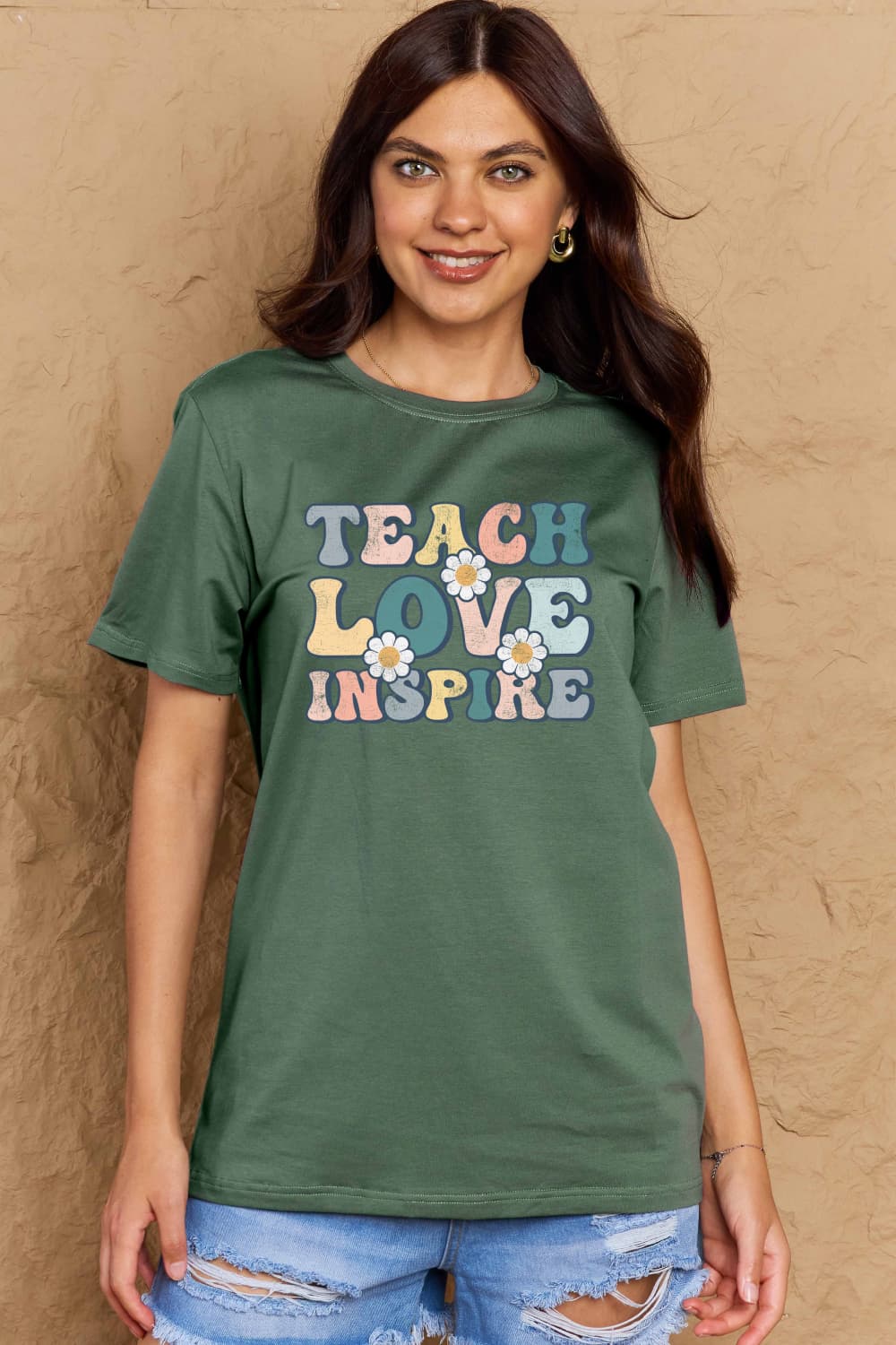 Simply Love Full Size TEACH LOVE INSPIRE Graphic Cotton T-Shirt-Jewearrings