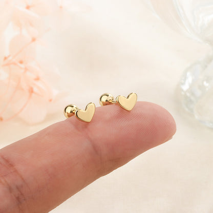 925 Small Love Screw Tightening Buckle Stud Earrings For Women-Jewearrings