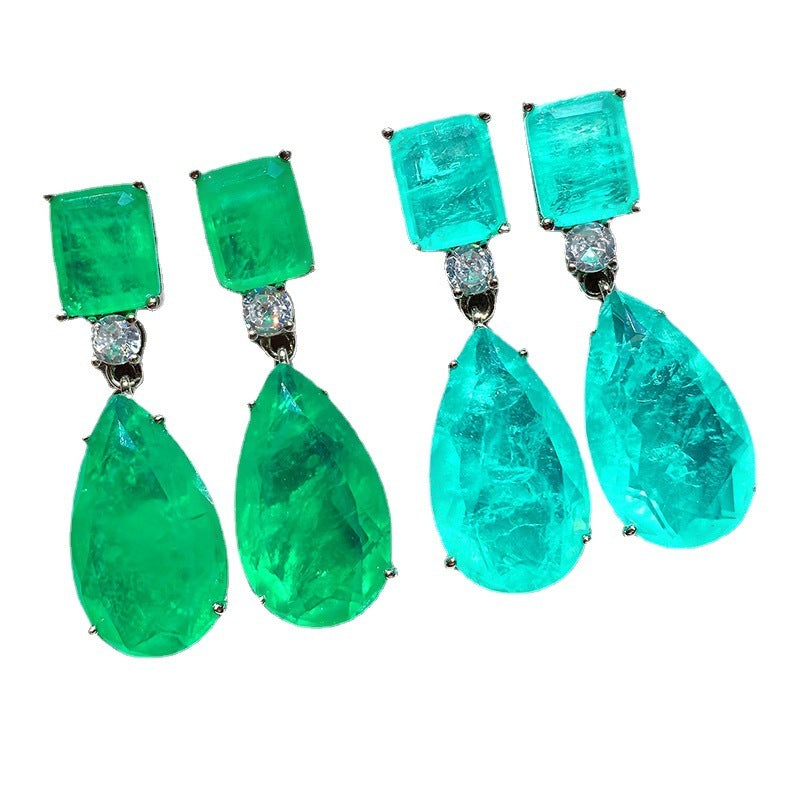 Pear Shaped Paraiba Earrings Emerald-Jewearrings