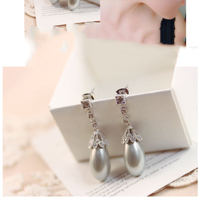 Vintage Drop Light Pearl Earrings For Women-Jewearrings