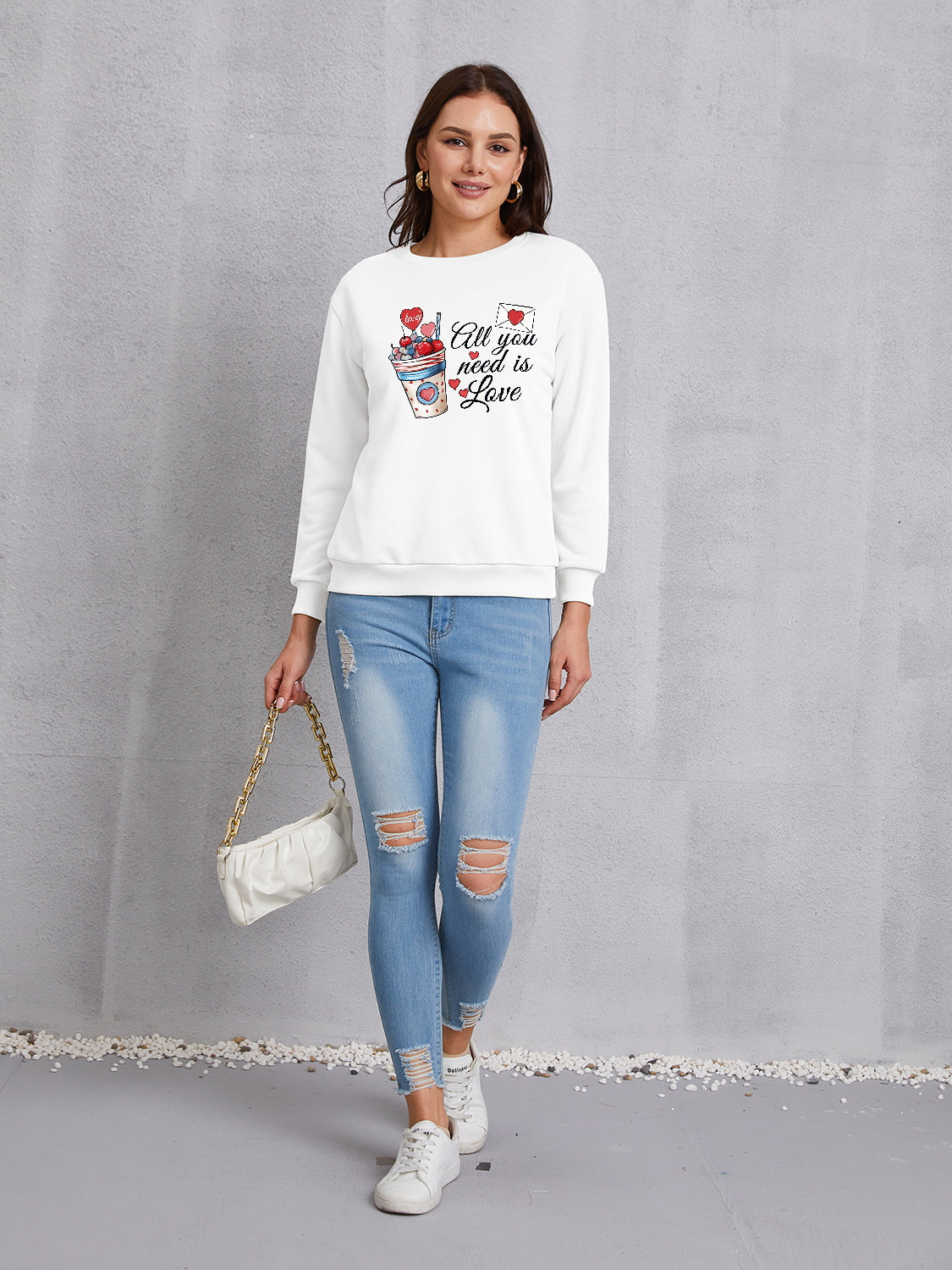 ALL YOU NEED IS LOVE Round Neck Sweatshirt-Jewearrings