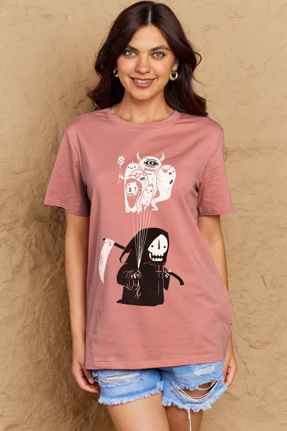 Simply Love Full Size Death Graphic T-Shirt-Jewearrings