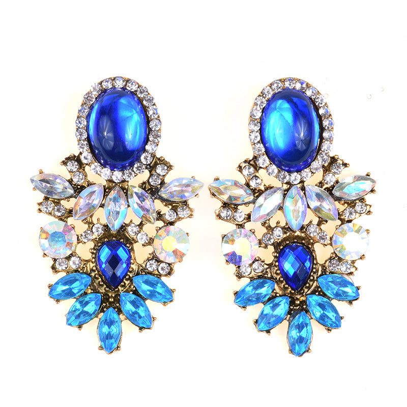 Alloy Stud With Bohemian Style Cracked Gemstone Earrings-Jewearrings