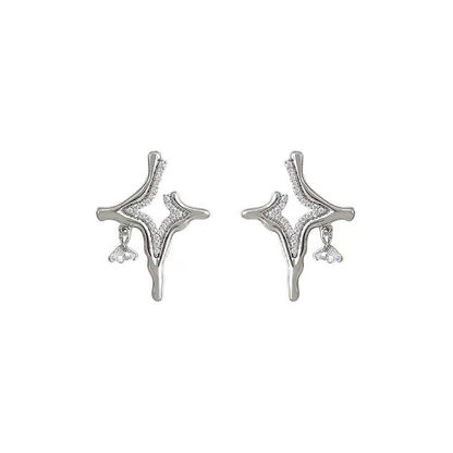 Four Eight-pointed Stars Stud Earrings For Women-Jewearrings