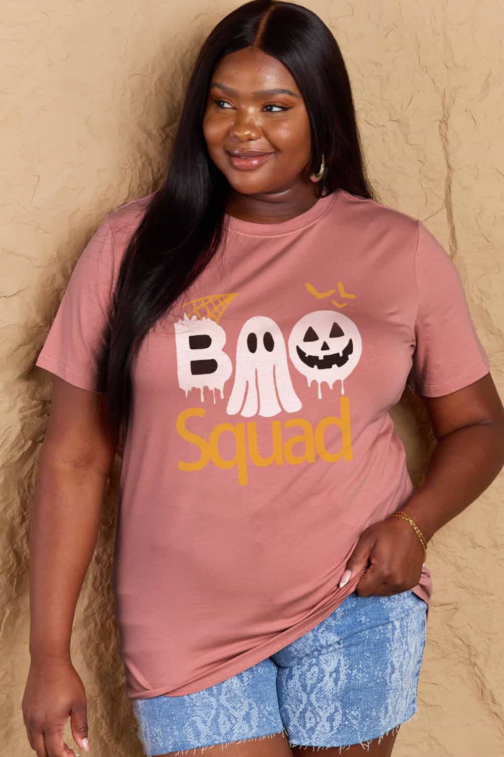 Simply Love Full Size BOO SQUAD Graphic Cotton T-Shirt-Jewearrings