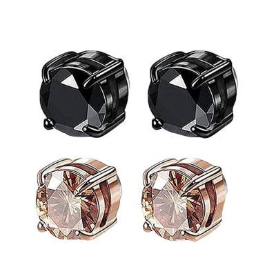 Unisex Zircon Stud Earrings Amazon Hot Zircon Magnet Ear Clips-Jewearrings