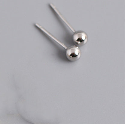 Sterling Silver Beans Round Bead Earrings-Jewearrings