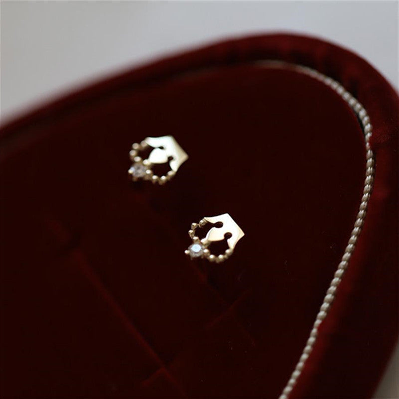 S925 Silver Plating 14K Gold Crowns Sterling Silver Stud Earrings-Jewearrings