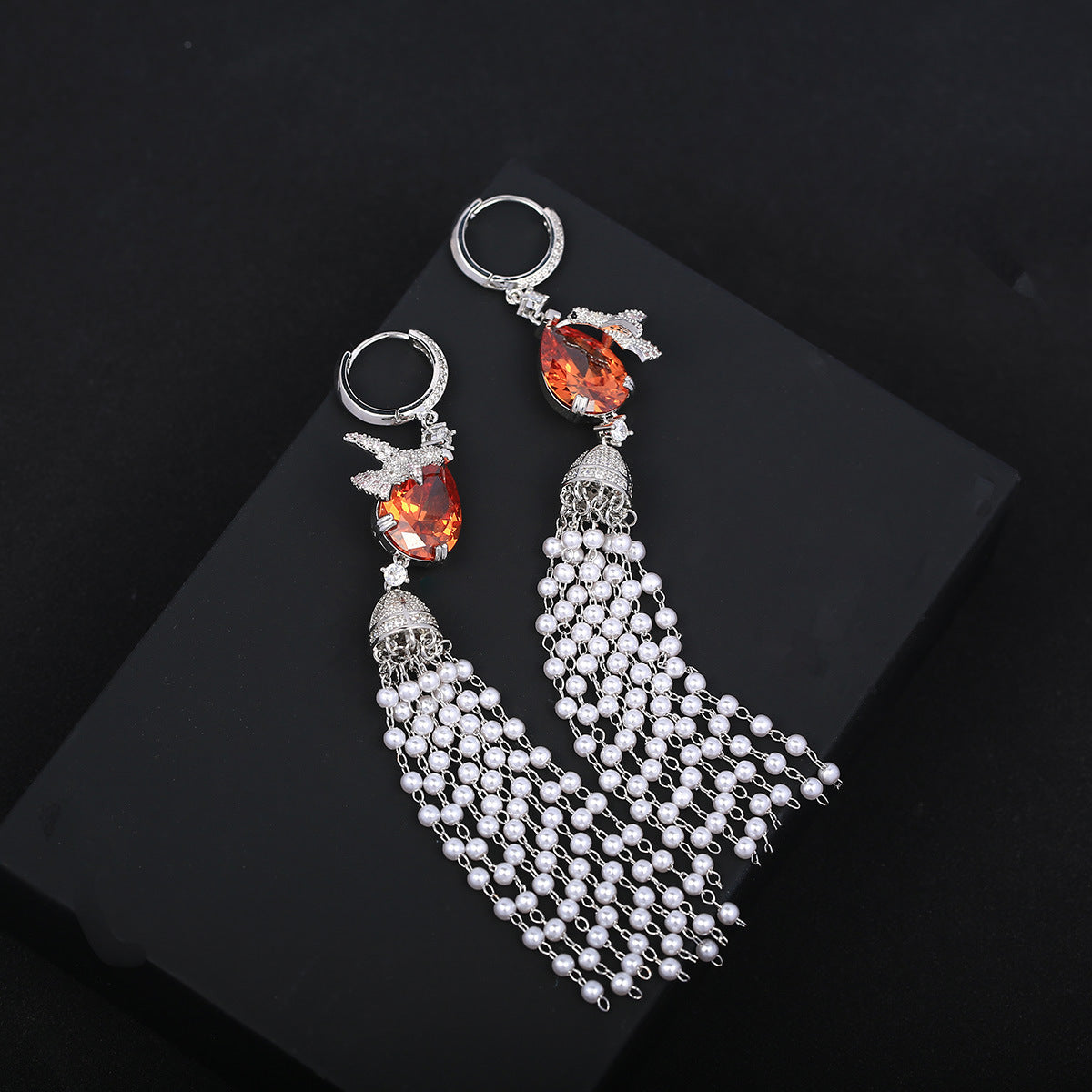 Pearl Tassel Long Earrings Female-Jewearrings