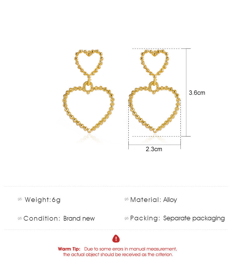 Exaggerated Love Stud Earrings Women Retro Simple Geometric Metal-Jewearrings