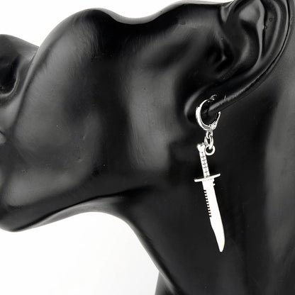 European And American Punk Style Ancient Silver Dagger Earrings-Jewearrings