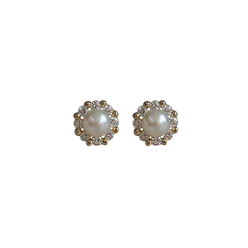 Sterling Silver Freshwater Pearl Small Disc Earrings-Jewearrings