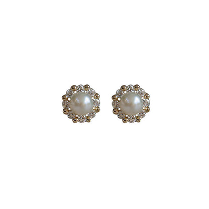 Sterling Silver Freshwater Pearl Small Disc Earrings-Jewearrings