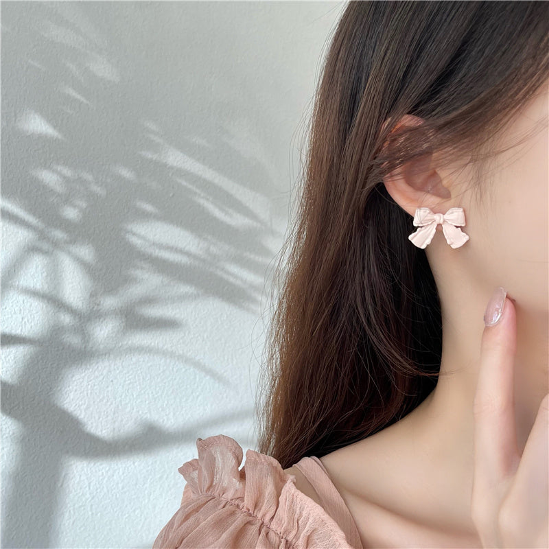 S925 Silver Needle Bow Earrings Fashion Ear Clip-Jewearrings