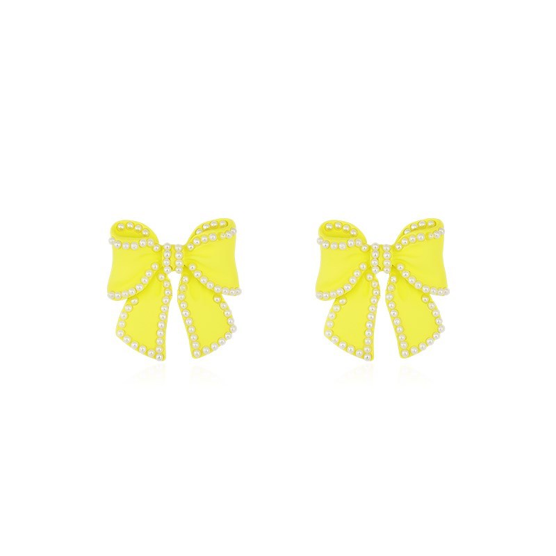 Candy colored bow earrings-Jewearrings