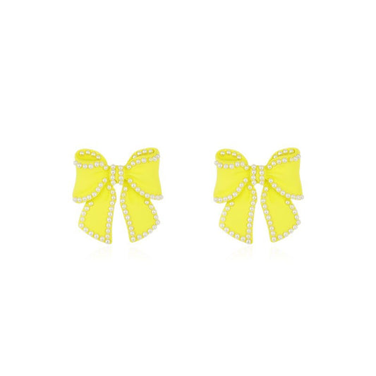 Candy colored bow earrings-Jewearrings