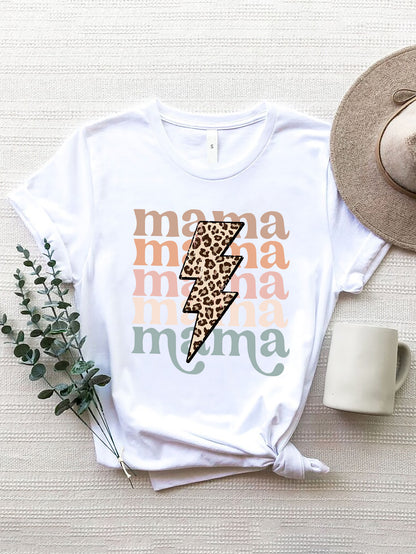 MAMA Round Neck Short Sleeve T-Shirt-Jewearrings