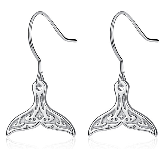 Cute Whale Tail 925 Sterling Silver earrings-Jewearrings