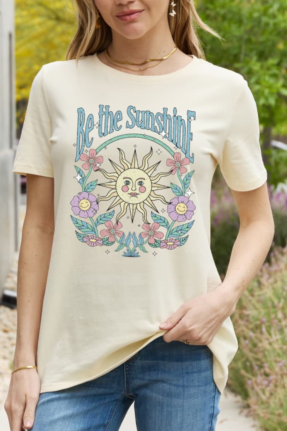 Simply Love Simply Love Full Size BE THE SUNSHINE Graphic Cotton Tee-Jewearrings