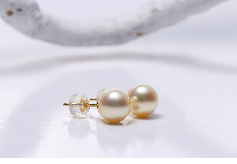 Perfect Round Seawater Pearl Stud Earrings-Jewearrings