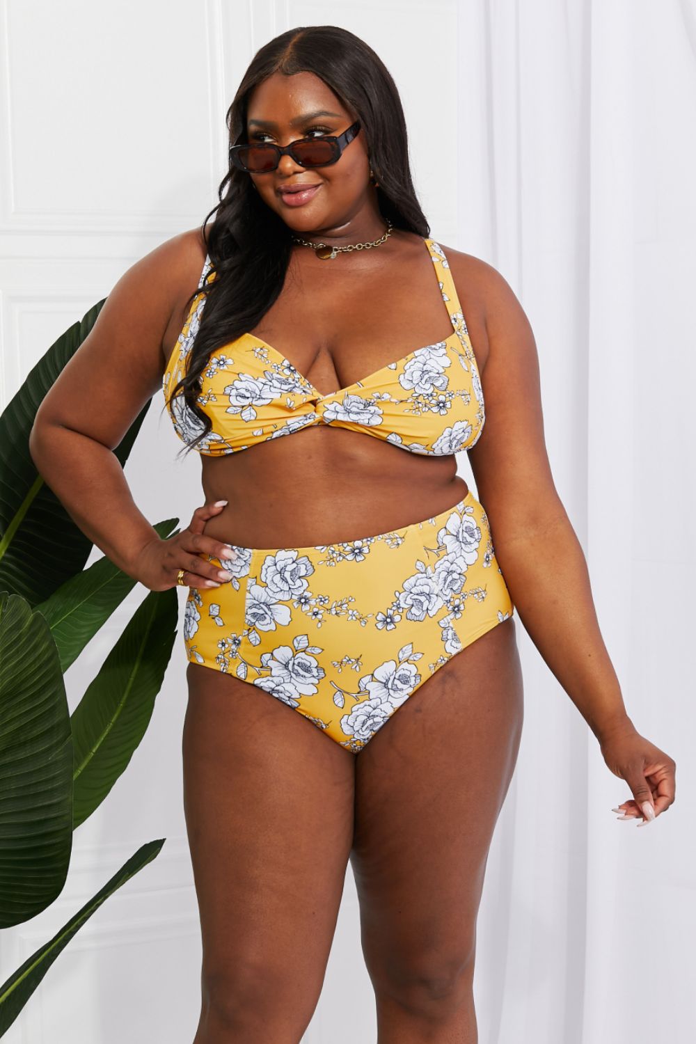 Marina West Swim Take A Dip Twist High-Rise Bikini in Mustard-Jewearrings