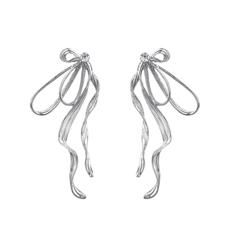 Half Bow Earrings Niche Luxury Temperament-Jewearrings