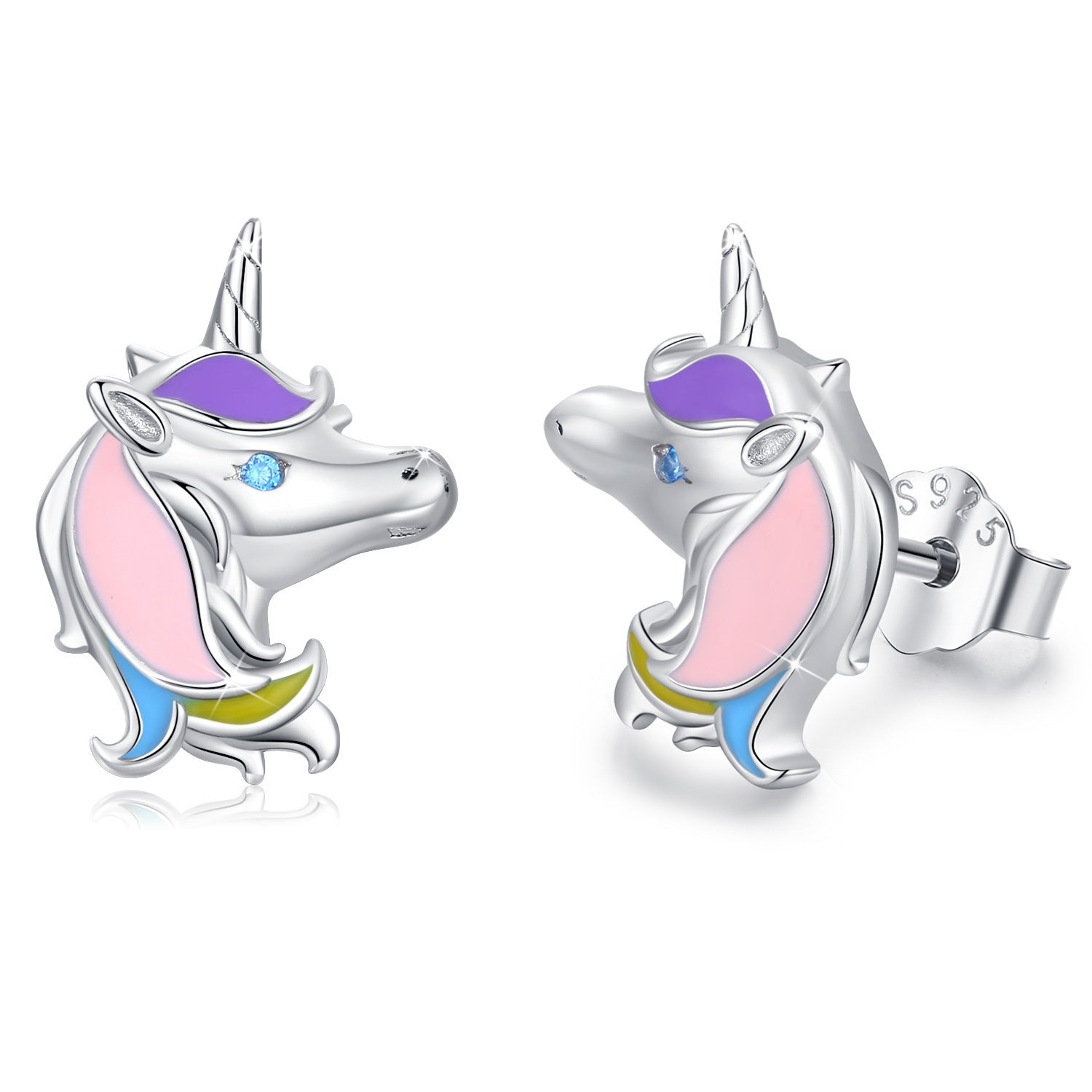 Unicorn Earrings 925 Sterling Silver Cute Tiny Small Unicorn Stud Earrings for Women-Jewearrings