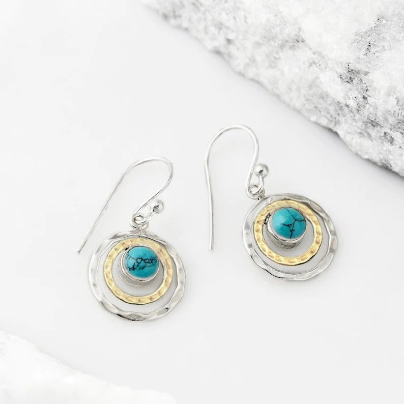 New Fashion Retro Toroidal Three-Dimensional Hollow Emerald Earrings-Jewearrings