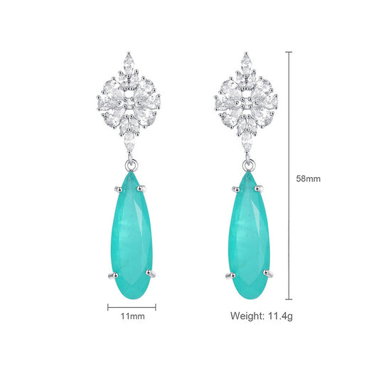 Exquisitely Inlaid Emerald Drop Earrings-Jewearrings