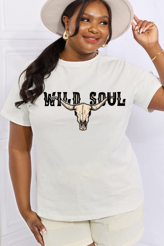 Simply Love Full Size WILD SOUL Graphic Cotton Tee-Jewearrings