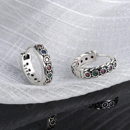 S925 Sterling Silver Color Zirconium Woven Earrings-Jewearrings