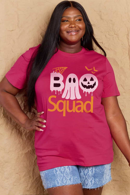 Simply Love Full Size BOO SQUAD Graphic Cotton T-Shirt-Jewearrings