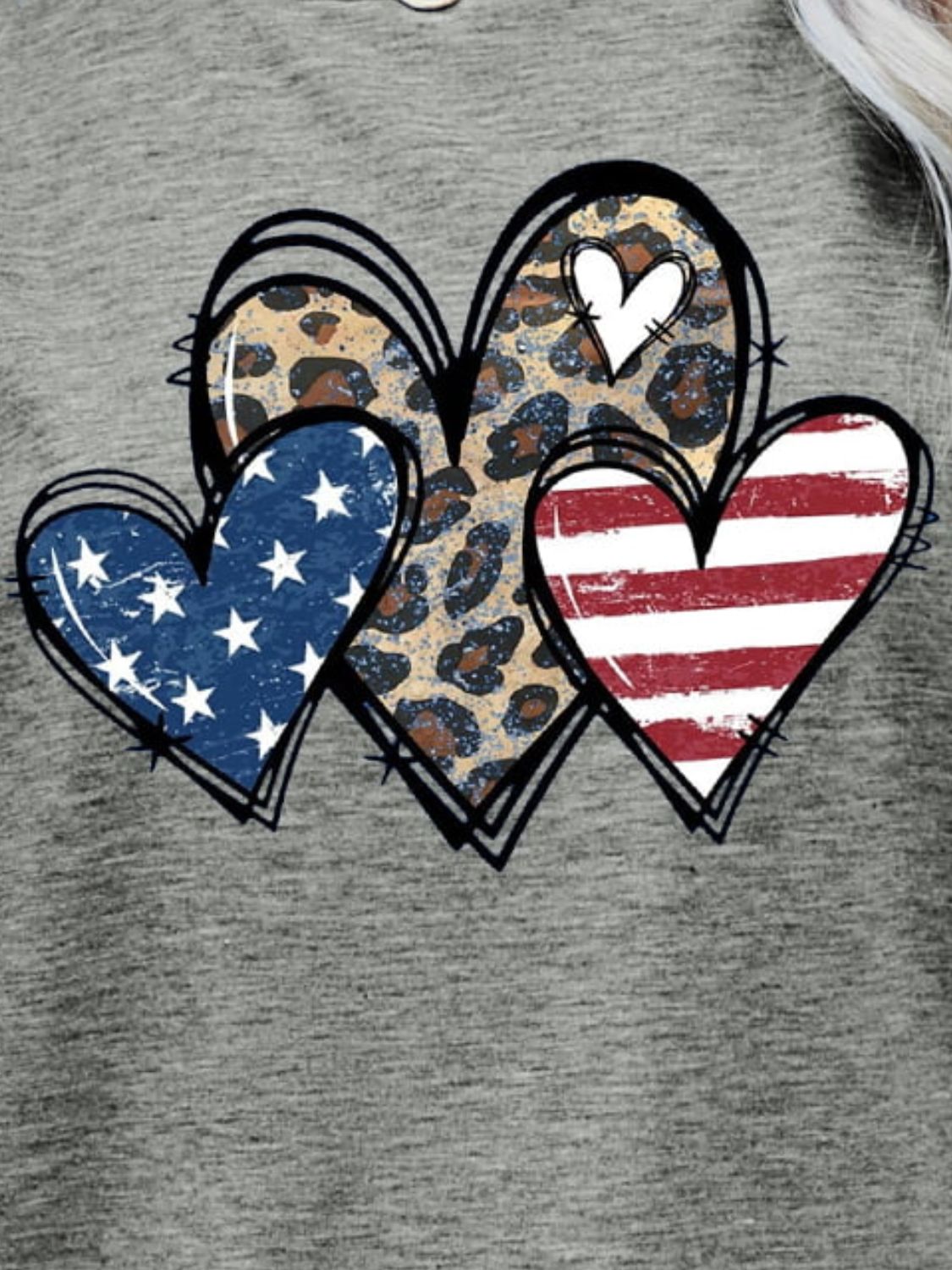 US Flag Leopard Heart Graphic Tee-Jewearrings