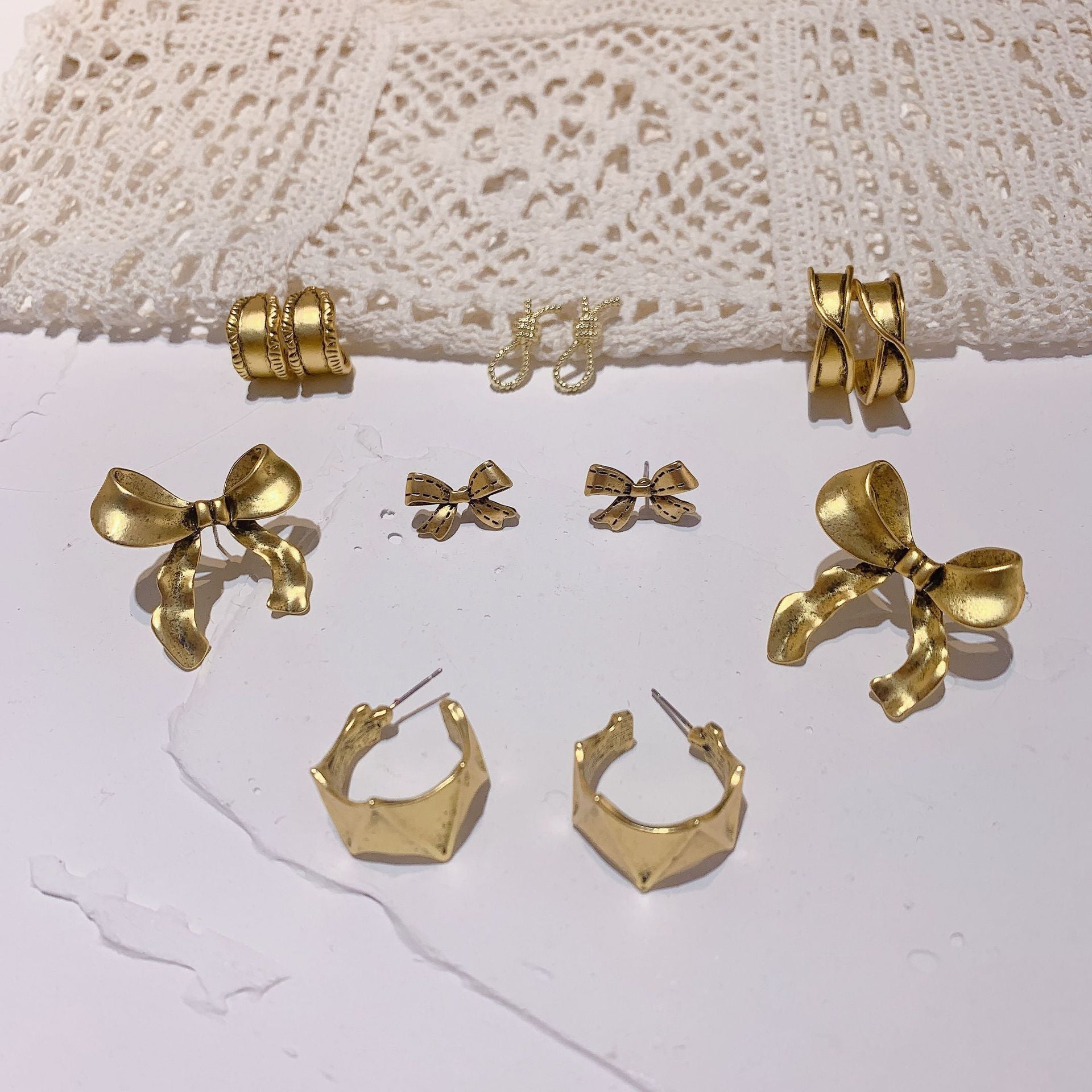 Korean Metal Bow Stud Earrings Simple-Jewearrings