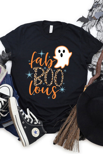 Round Neck Short Sleeve Ghost Graphic T-Shirt-Jewearrings