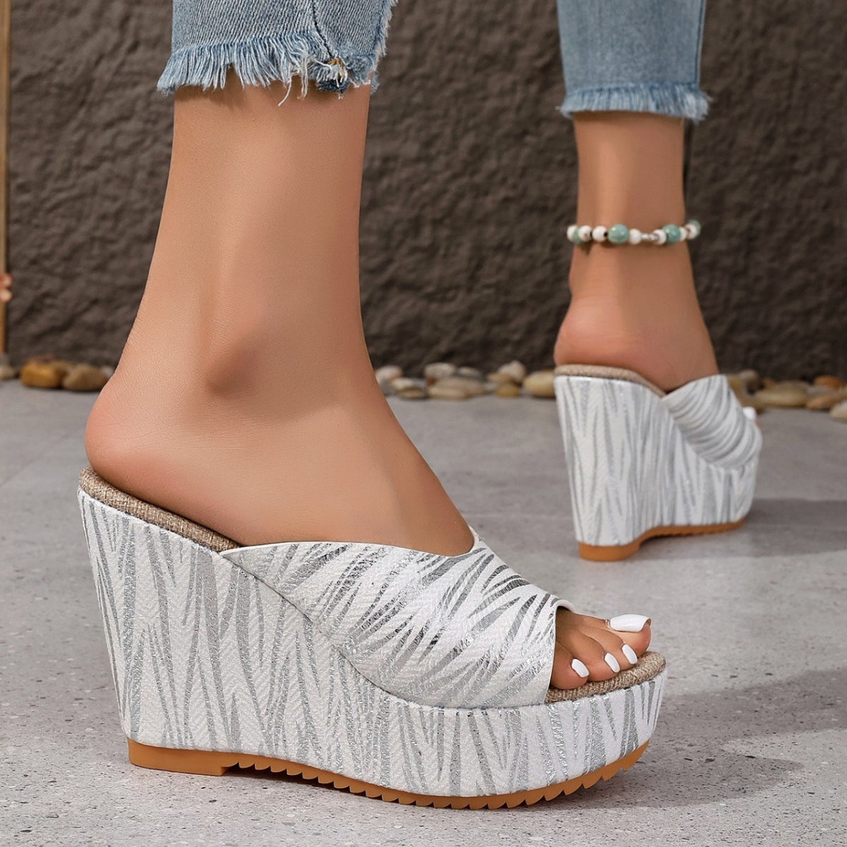 Peep Toe Wedge Sandals-Jewearrings