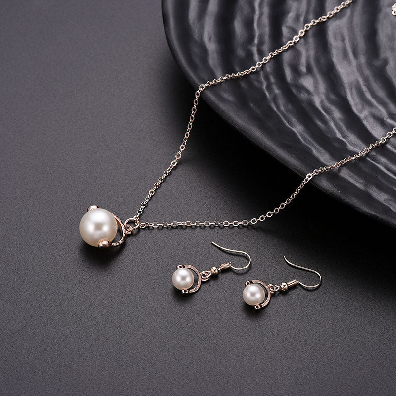 Two-piece Earrings Alloy Inlaid Pearl Jewellery Set-Jewearrings