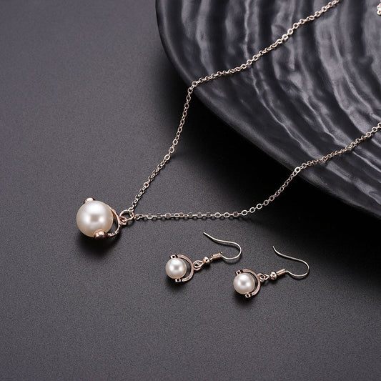 Two-piece Earrings Alloy Inlaid Pearl Jewellery Set-Jewearrings