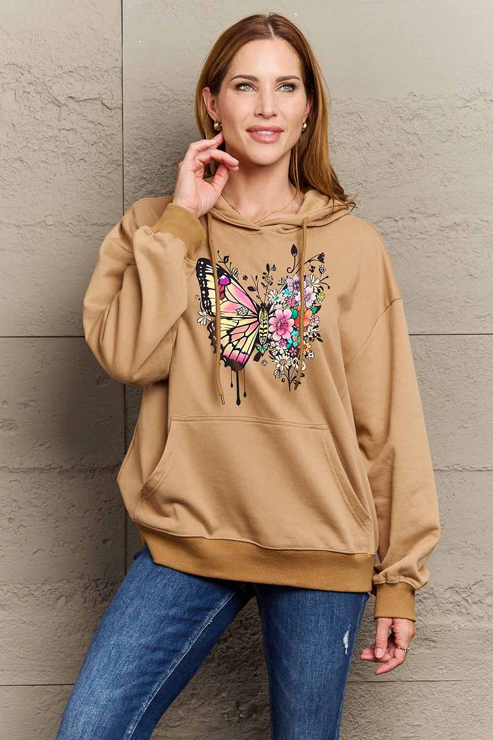 Simply Love Simply Love Full Size Butterfly Graphic Dropped Shoulder Hoodie-Jewearrings