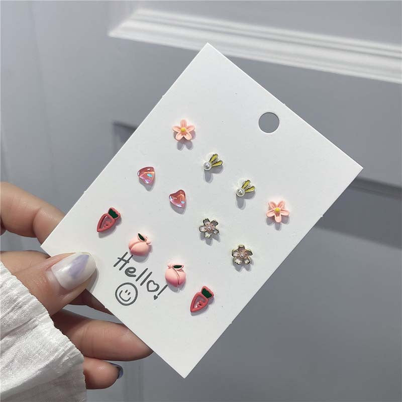 Women's Cute Sweet Sterling Silver Needle Stud Earrings-Jewearrings